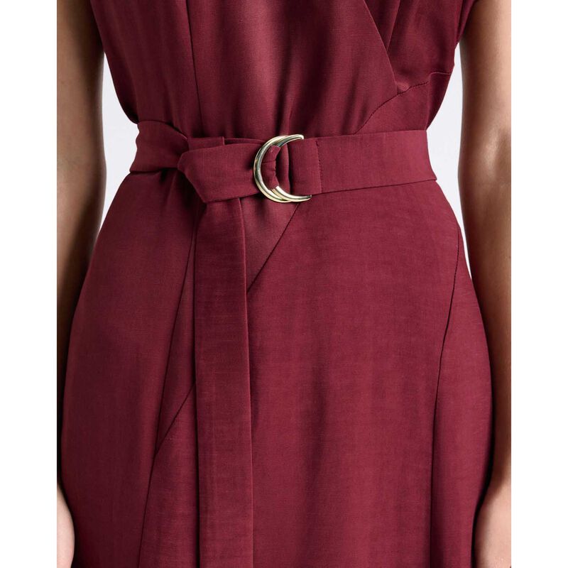 Cue Viscose Blend Belted V-Neck Midi Dress image number 2